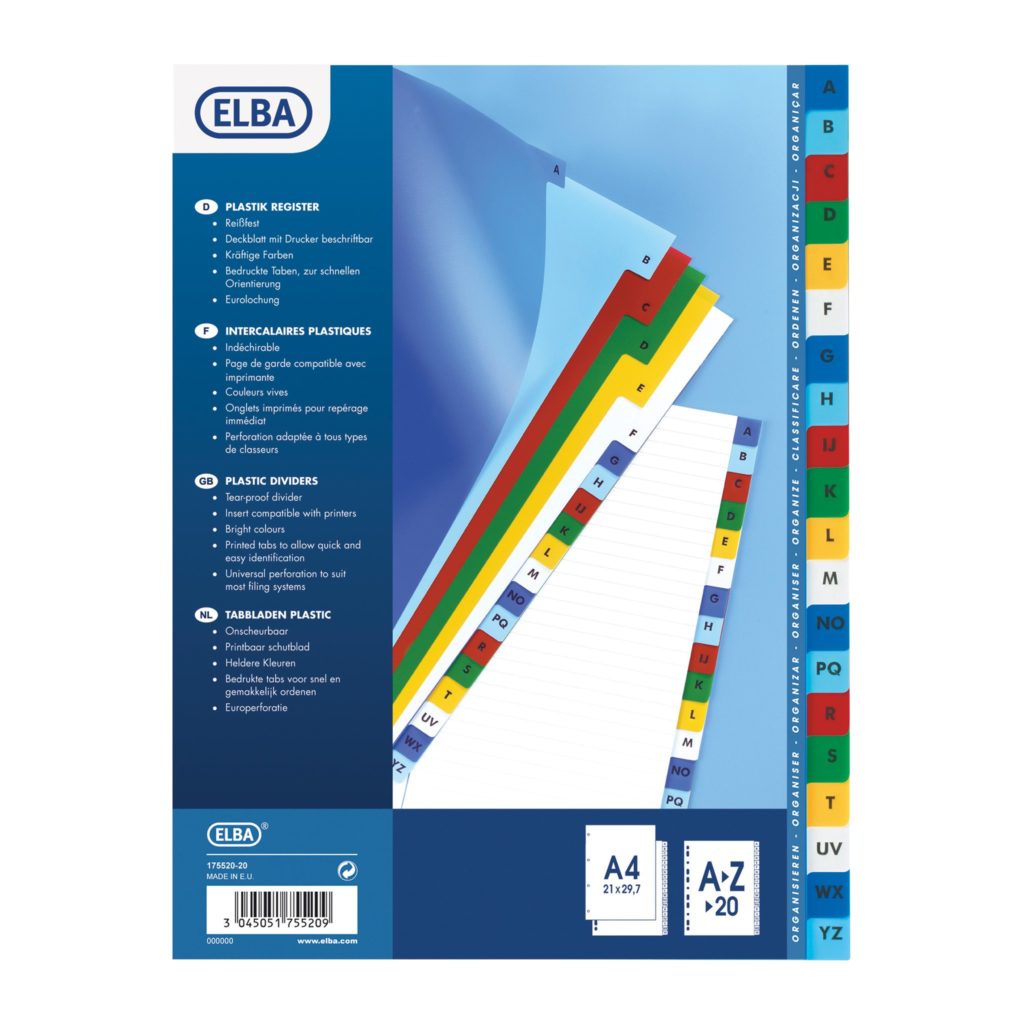 Alphabetical dividers az 20 tabs