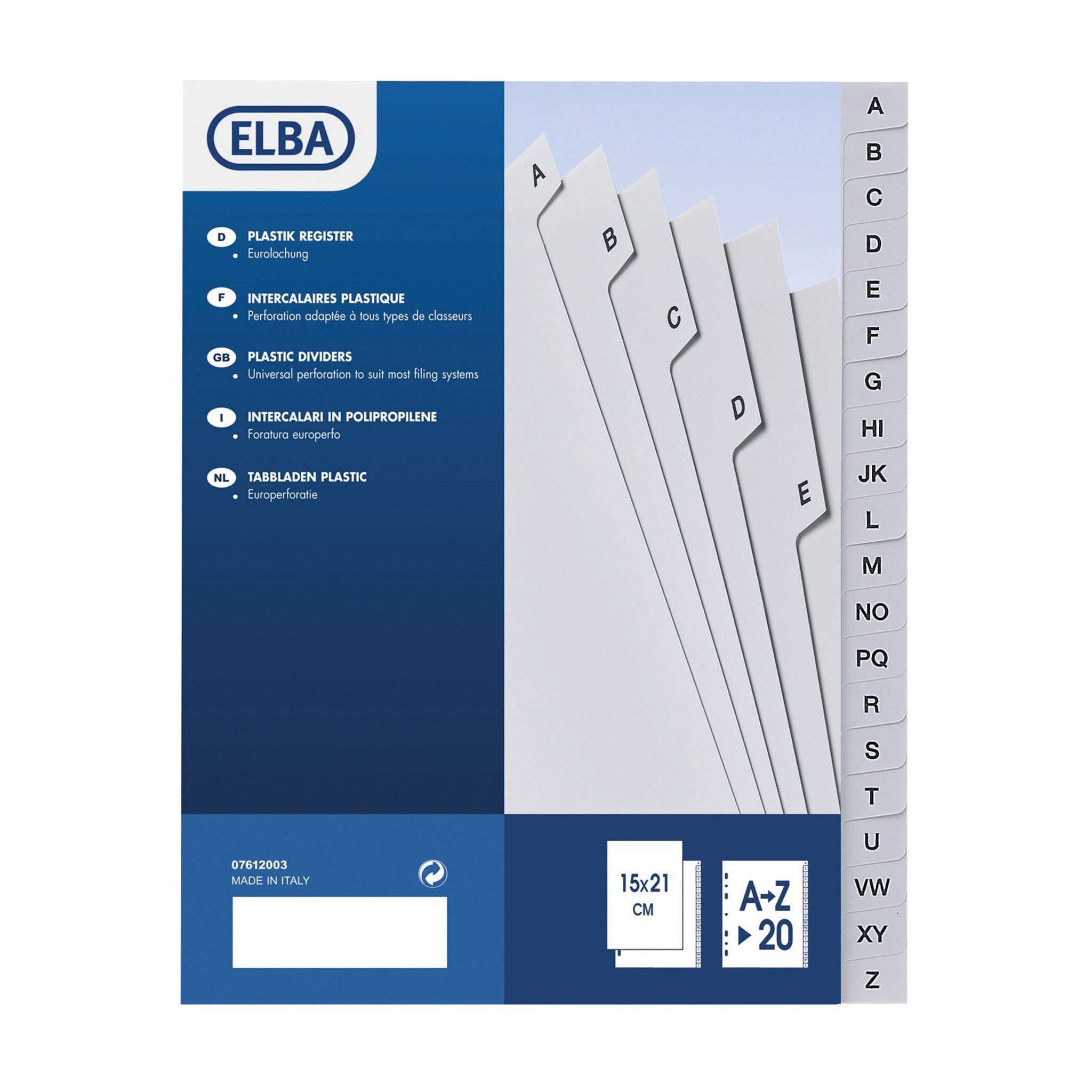 Alphabetical dividers az 20 tabs