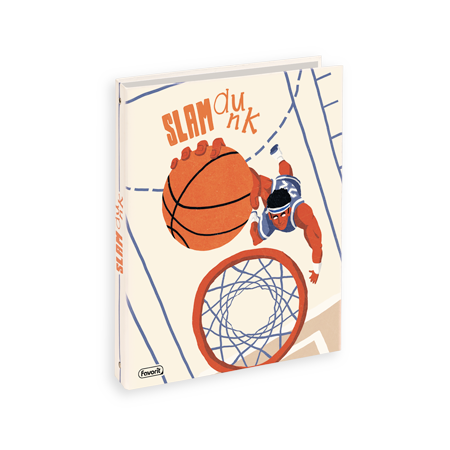 I "Raccoglitori ad anelli Sport" presentano una copertina illustrata di un giocatore di basket che si slancia per una schiacciata, con la scritta "Slam Dunk" in alto. Perfetta per gli appassionati, la scena dinamica è vista dall'alto di un campo da basket.