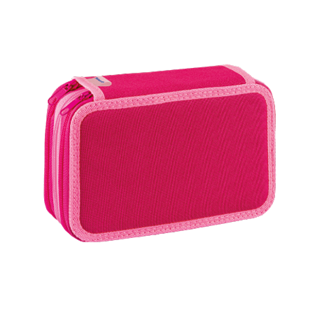 L'astuccio B. Colors Pelikan® è rettangolare e rosa con finiture rosa chiaro e cerniera, su sfondo grigio chiaro.